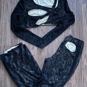 Black and Cream Cutout Two-Piece Set